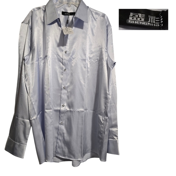 Shengshan Other - Shengshan Men’s satin gray dress shirt with crystal buttons New with tags